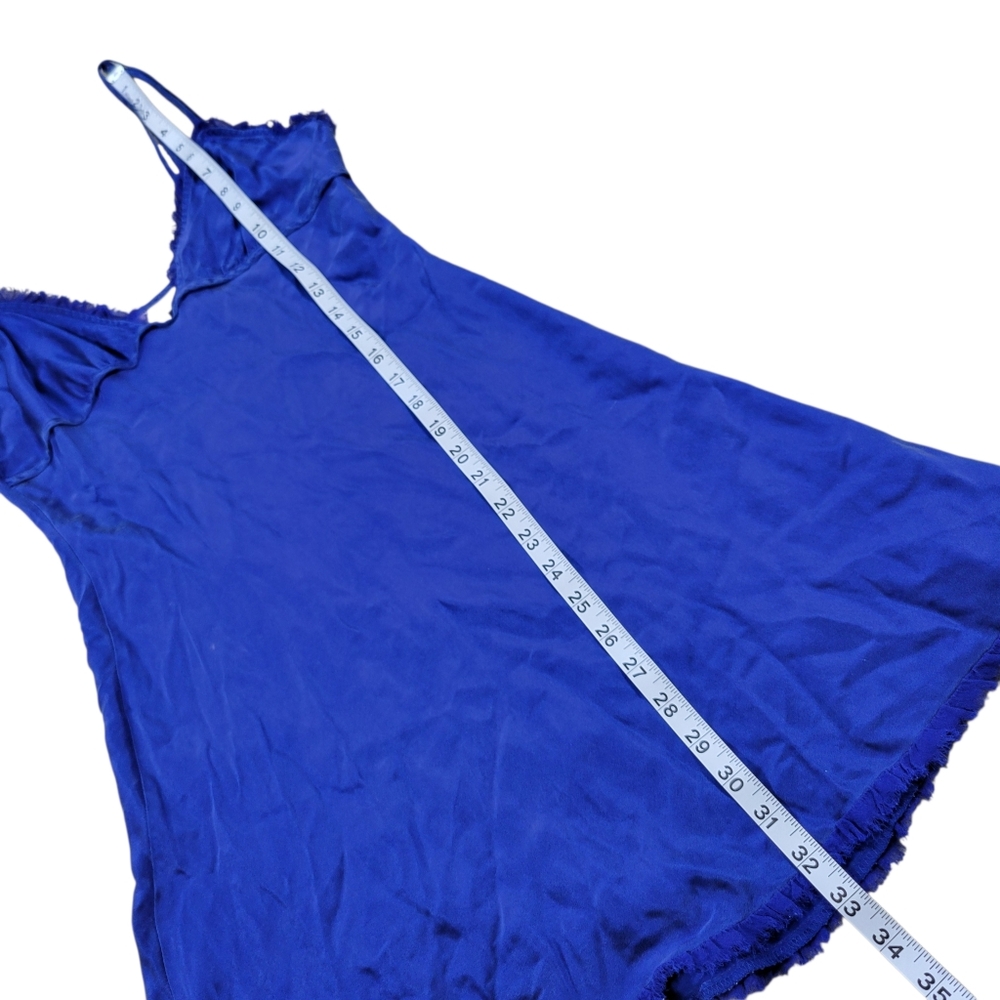 VTG Victoria's Secret Womens Dress S Royal Blue Y2K Silk Babydoll Slip Raw‎ Edge - Picture 15 of 15
